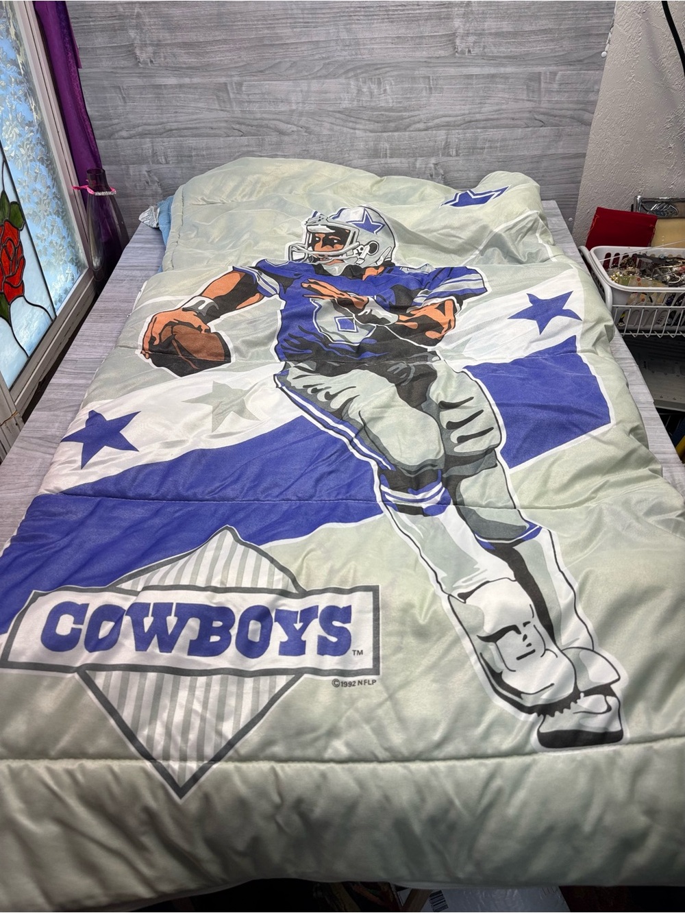 NFL Dallas Cowboys Vintage 1992 Troy Aikman Sleeping Bag 64x86 inches Collector